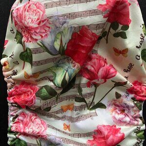 Red Floral Music Notes OS Pocket Cloth Diaper w/ Suede Inner by Mama Koala